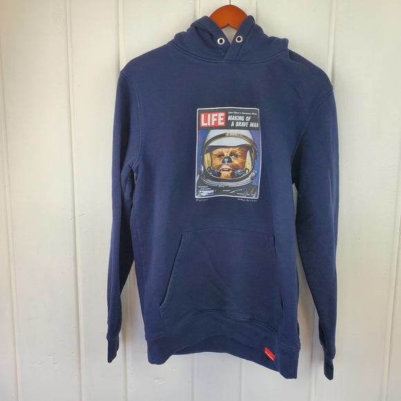 Lance & Malone Other - Lance & Malone Navy Blue Vegan Chewbacca Life Magazine Graphic Hoodie US Small